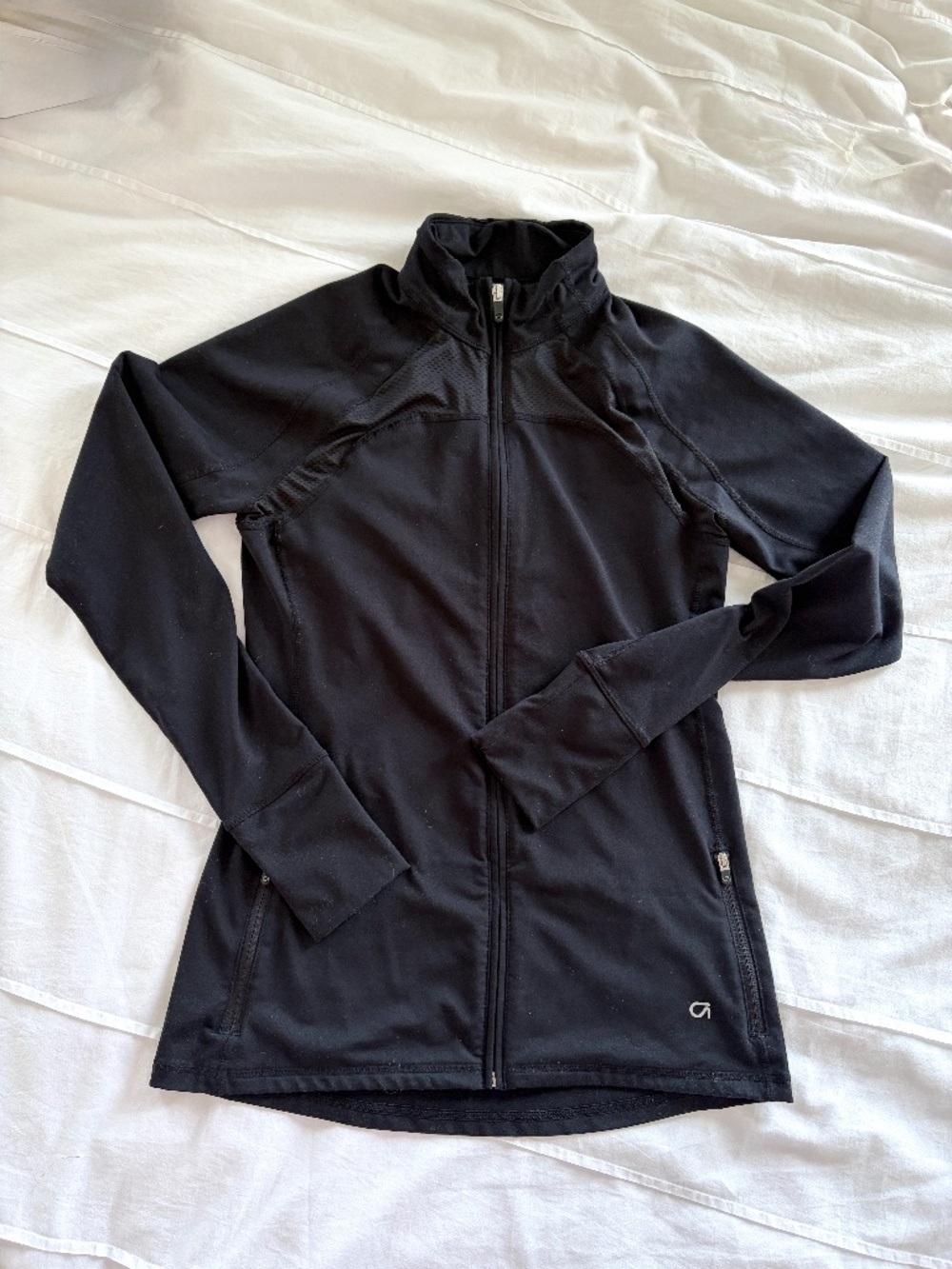 GAP Fit Black Full Zip Athletic Track Jacket Size Small